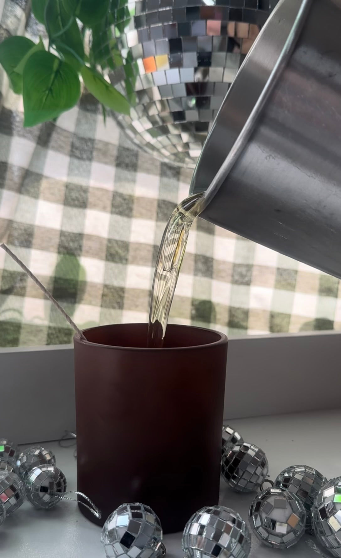 Yellow Frosted Vessels with Bamboo Lid (10oz)