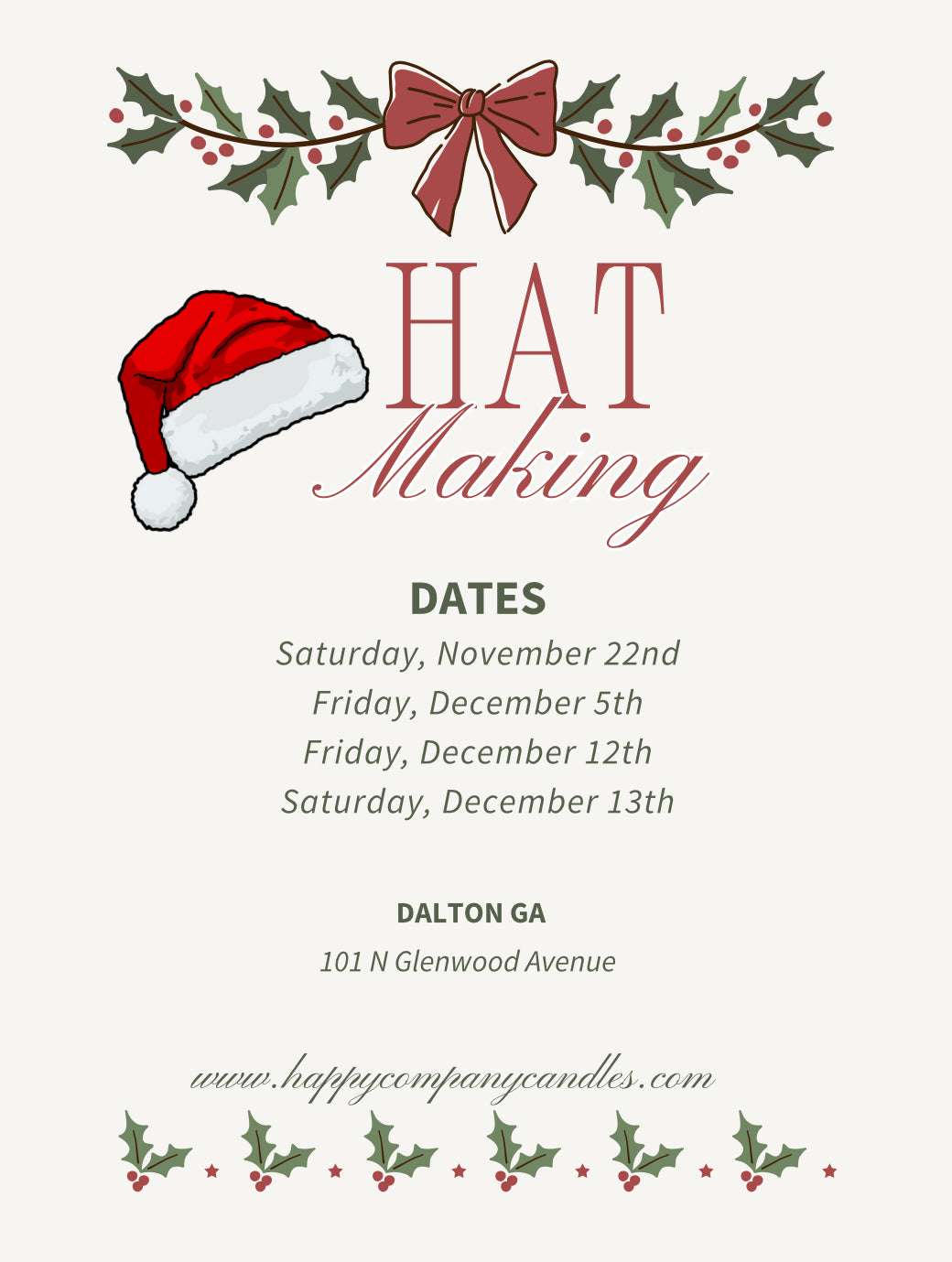 Candle & Ornament Making (*please remember quantity selected means the number of people participating*)