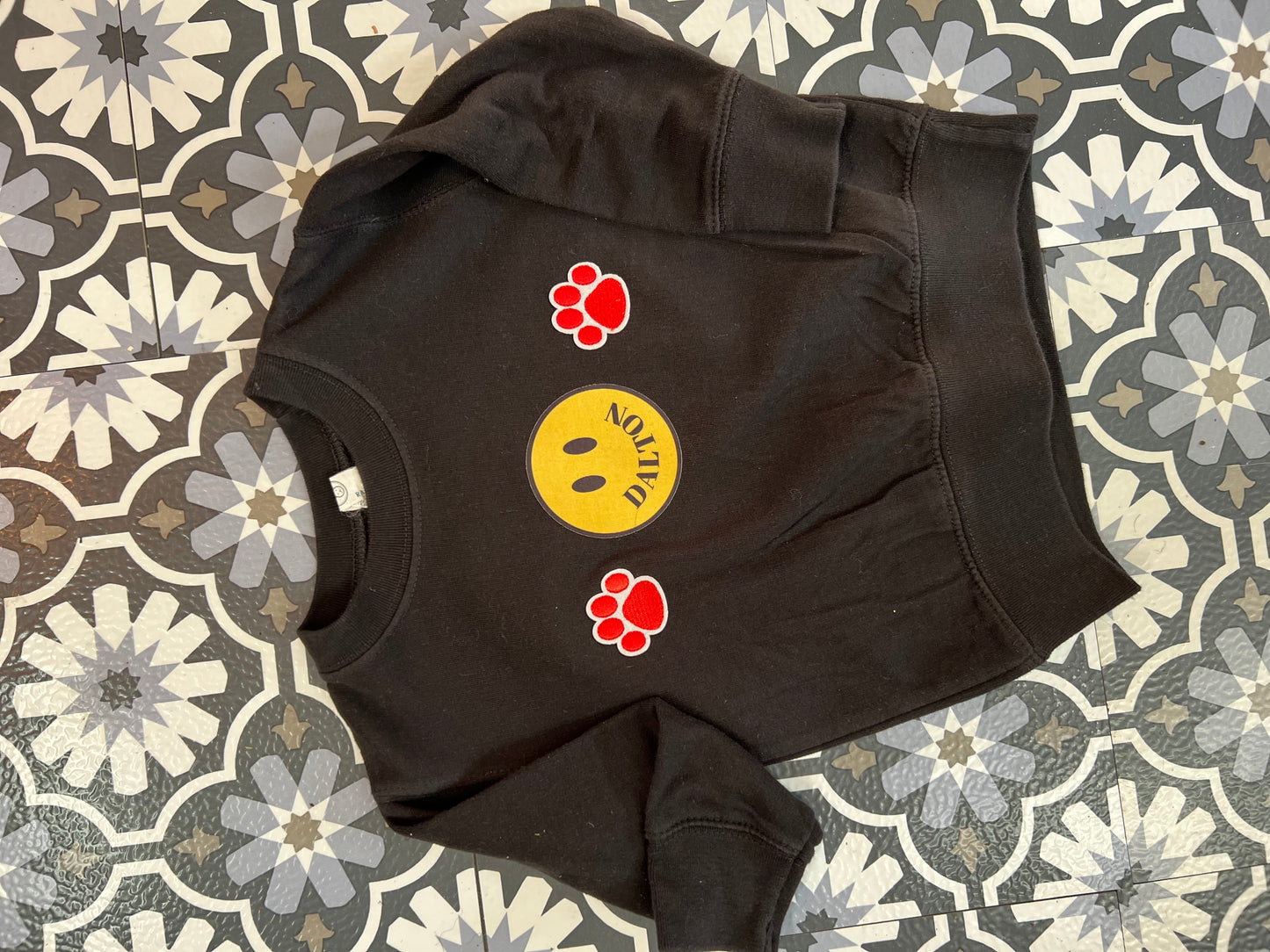 Dalton Black Crewneck Sweatshirt with trio Design