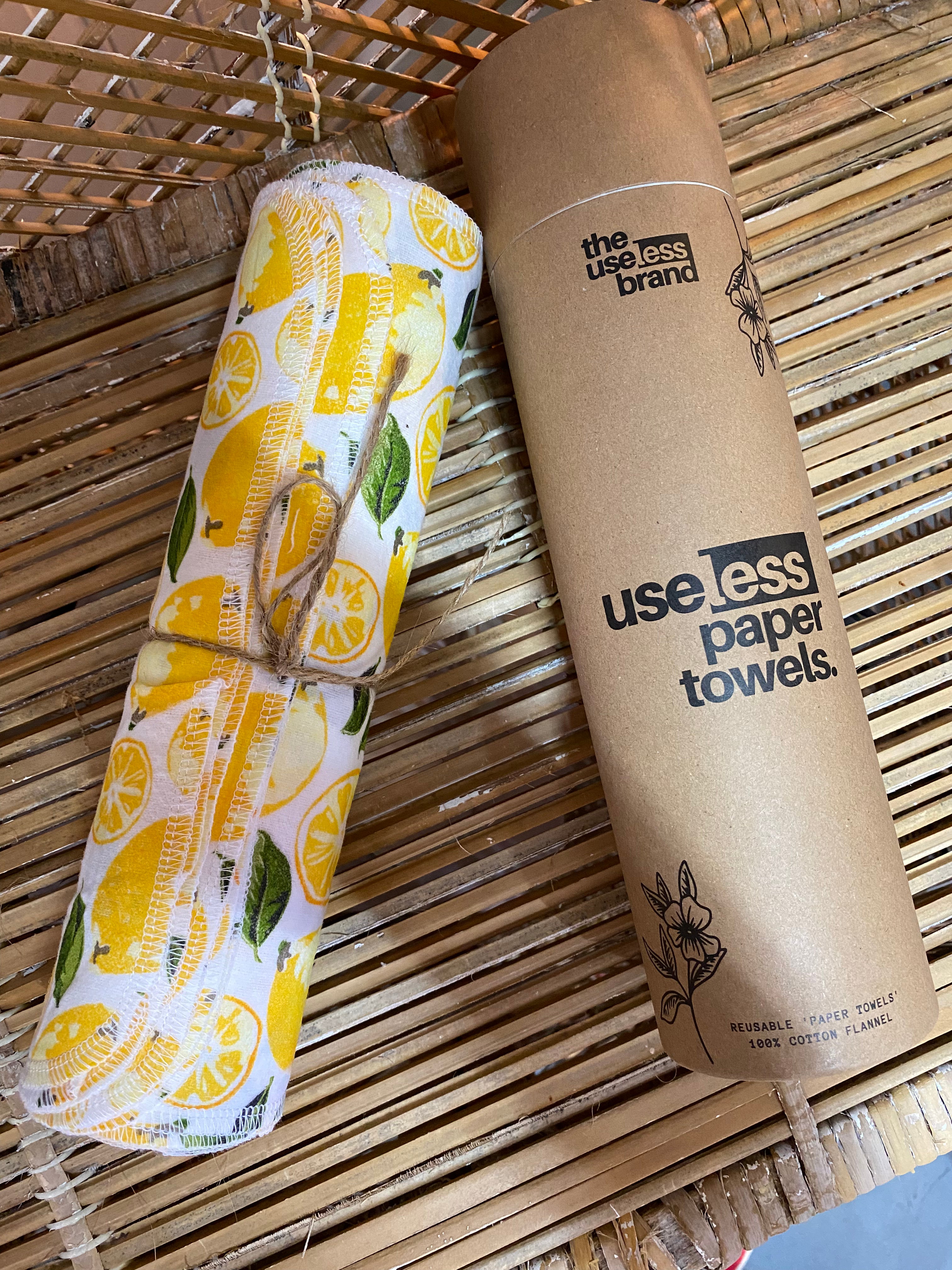 The Useless Brand Reusable Paper Towels Roll, 12 Eco Friendly Washable  Cotton Flannel Towels w/Cardboard Roll, Zero Waste & Sustainable