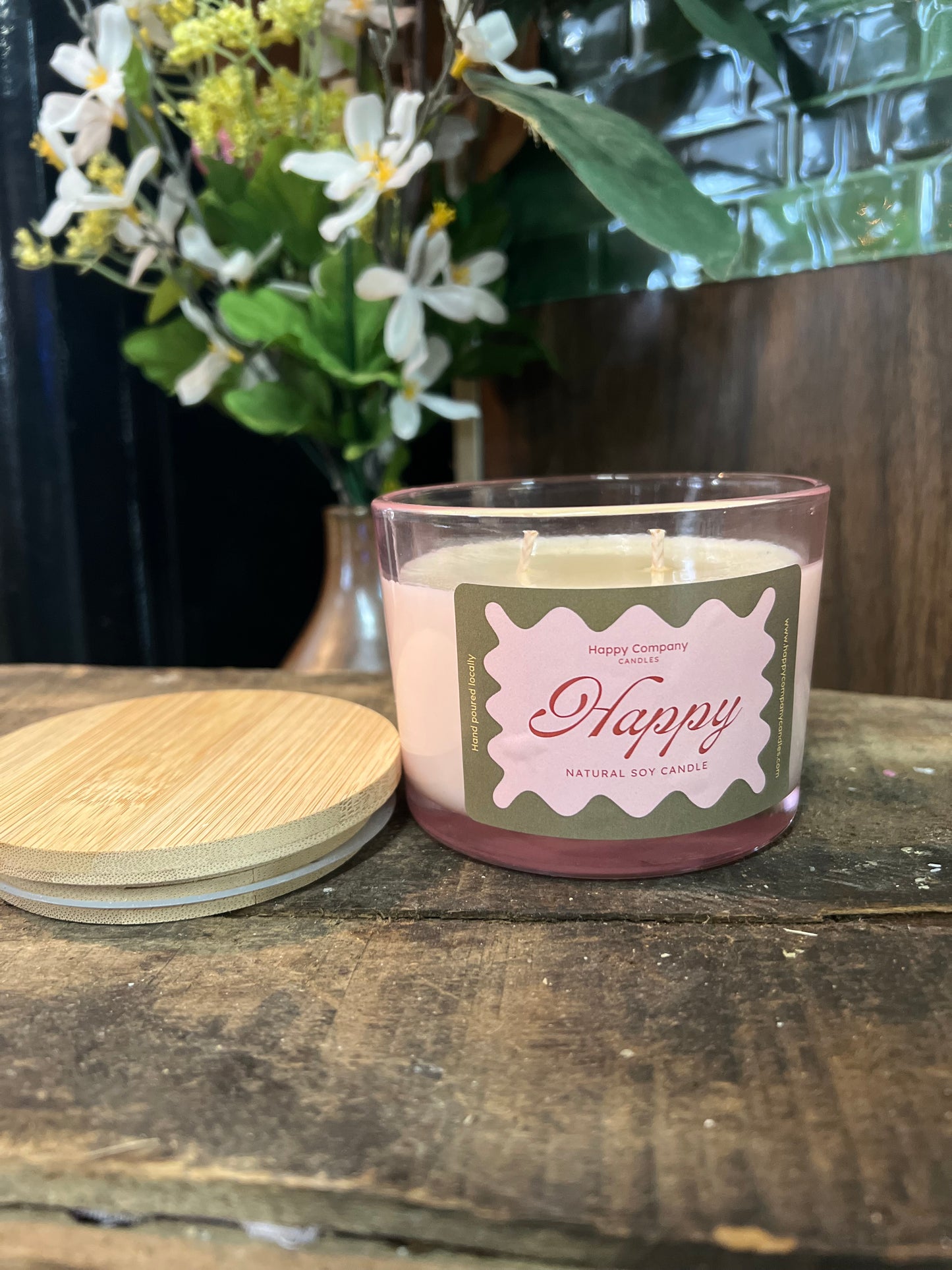 Pink Double Wick Happy Jar