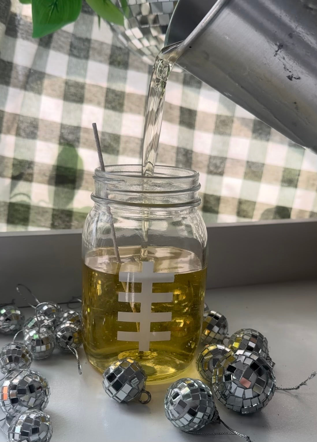 Football Mason Jar (16oz)