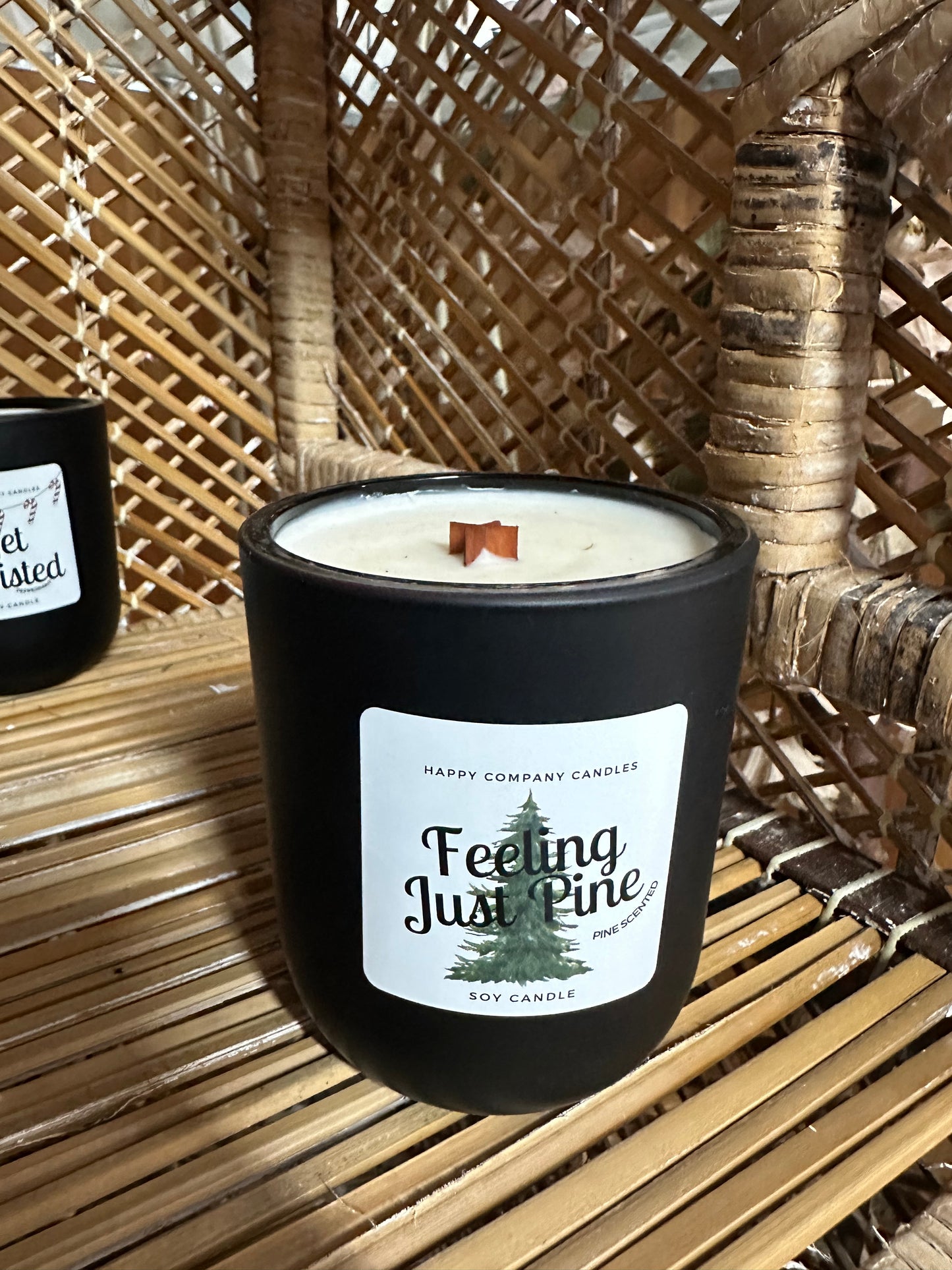 Black Ceramic Jar (13 oz)—Feeling Just Pine Scent (Notes of Pine Trees)