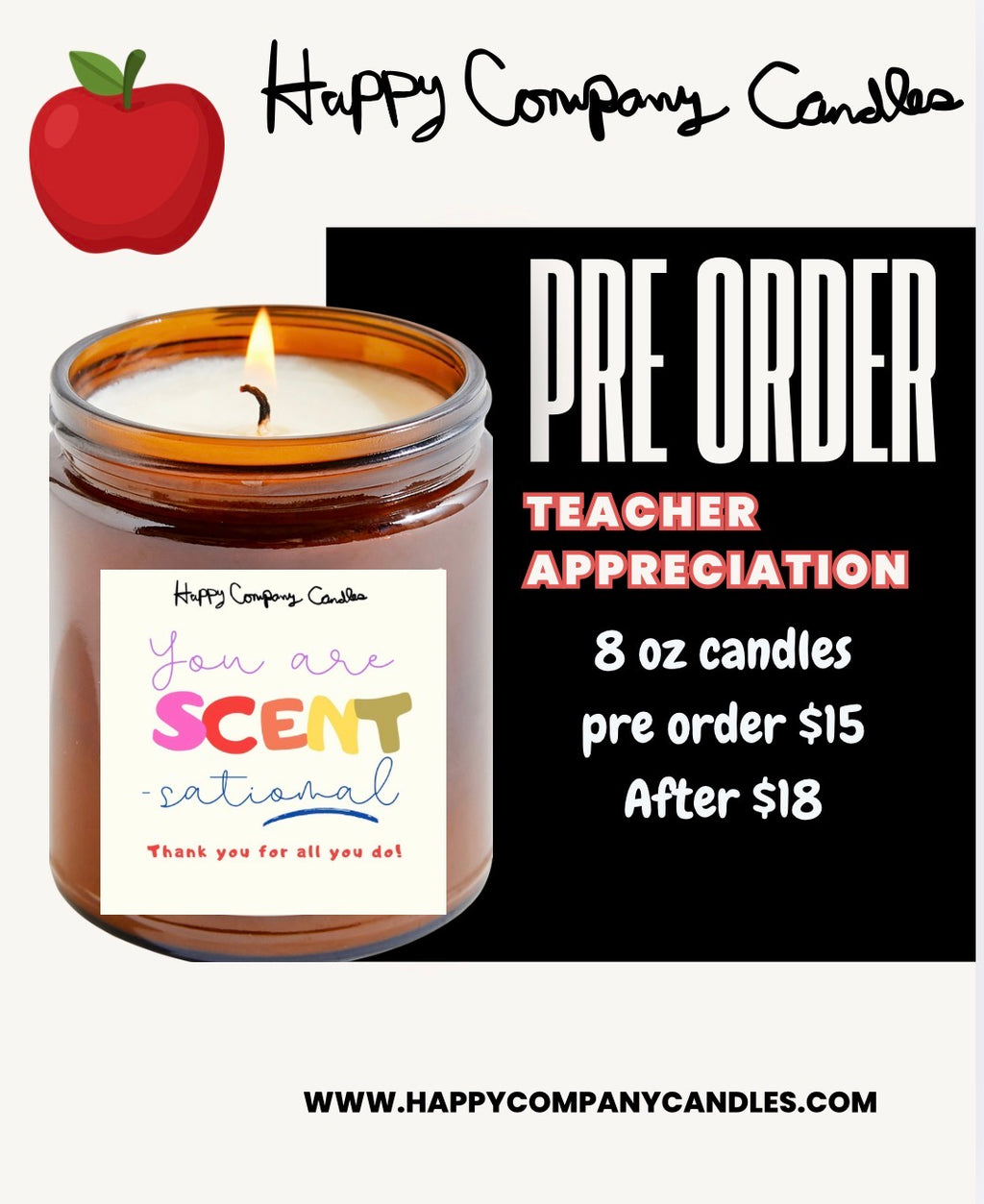 🍎Teacher Appreciation Candles