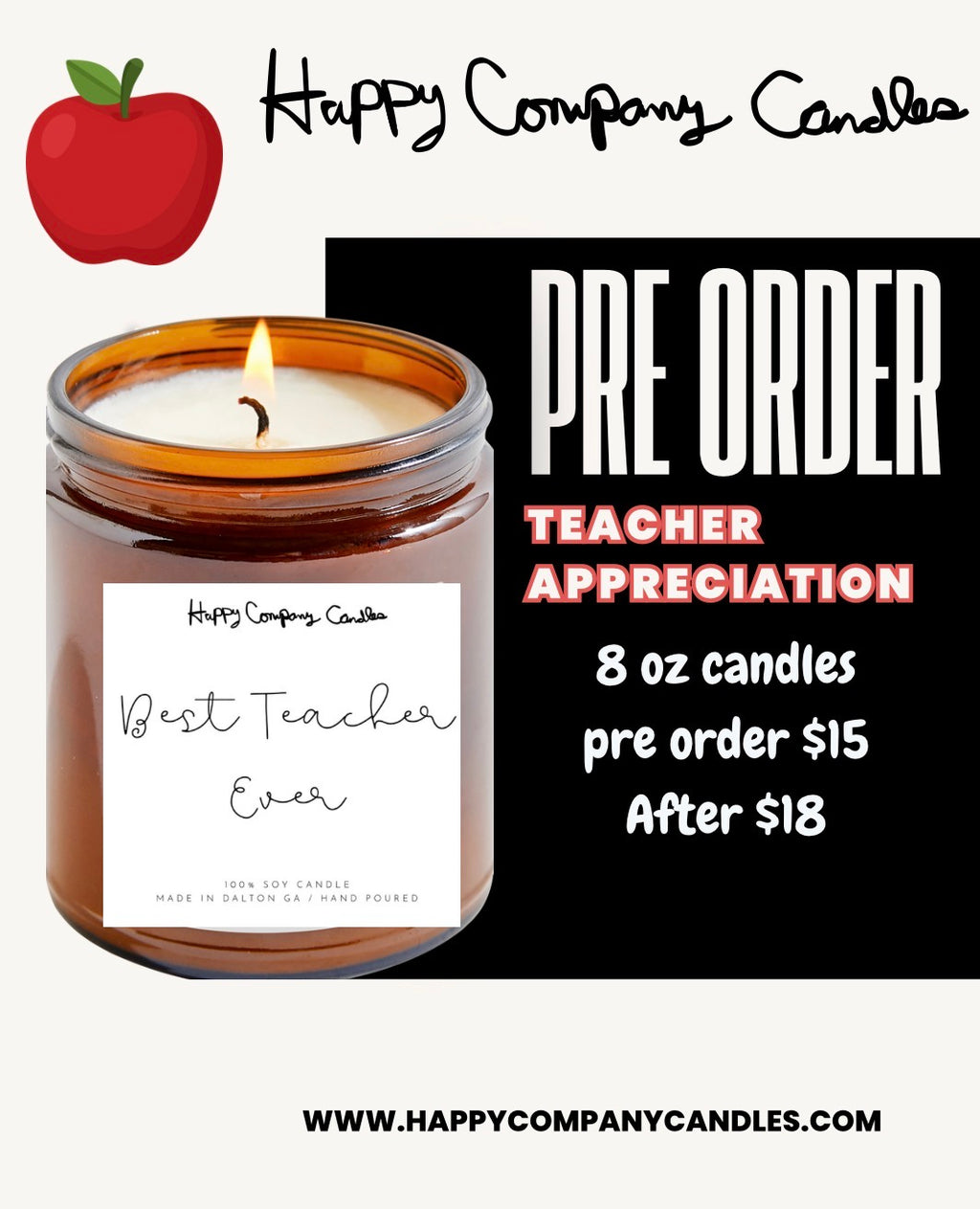 🍎Teacher Appreciation Candles