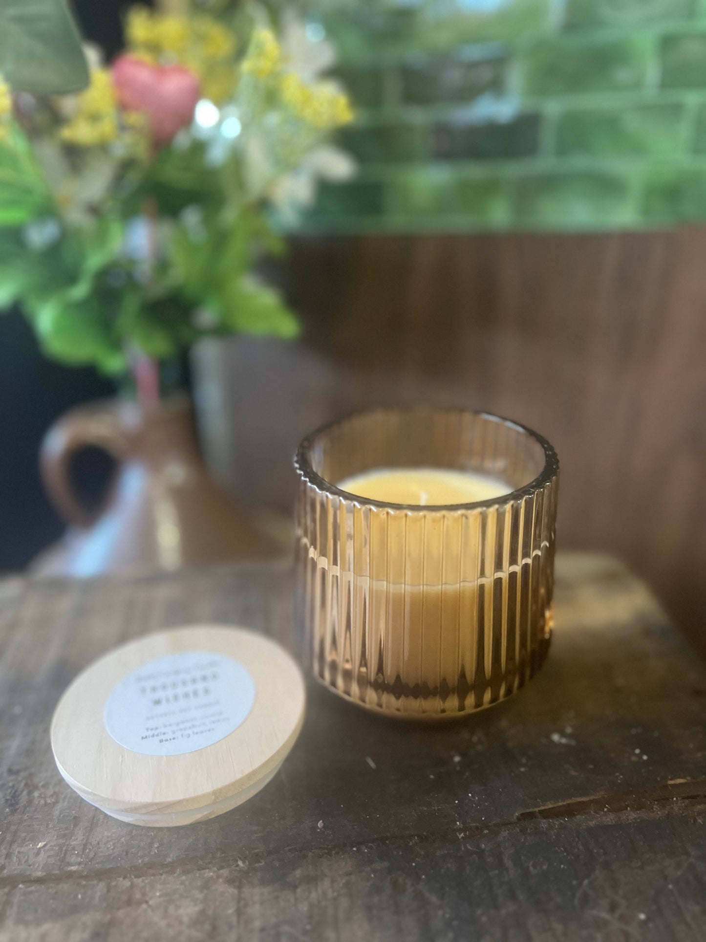 Brown Ribbed Candle