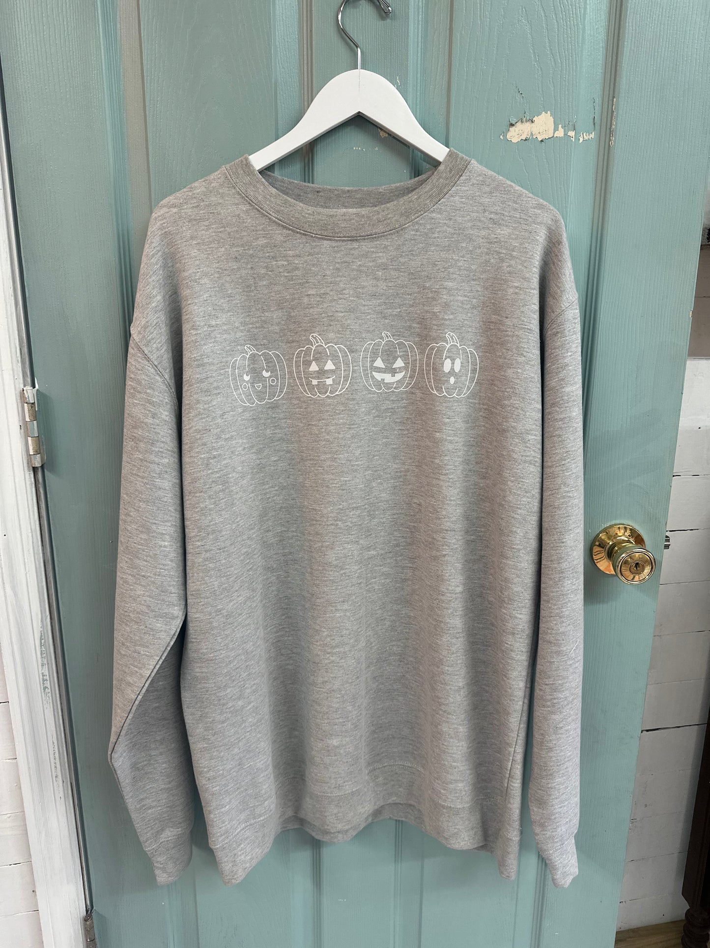 Pumpkin Theme Sweatshirt—Size 2XL—Grey Independent Trading Company