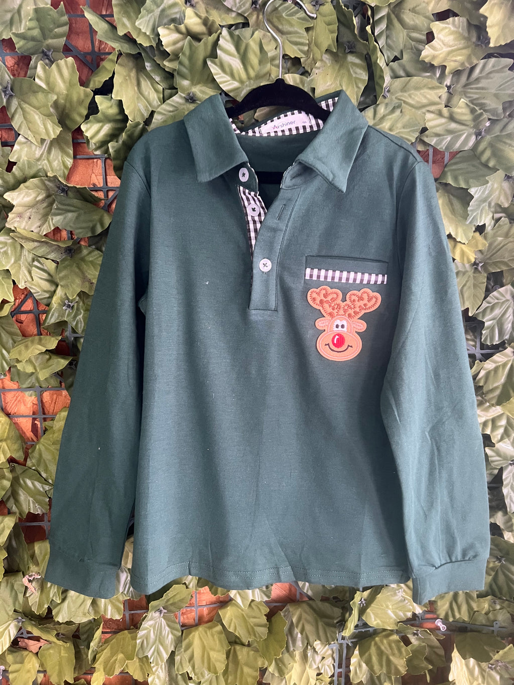 Reindeer Collared Shirt Long Sleeve