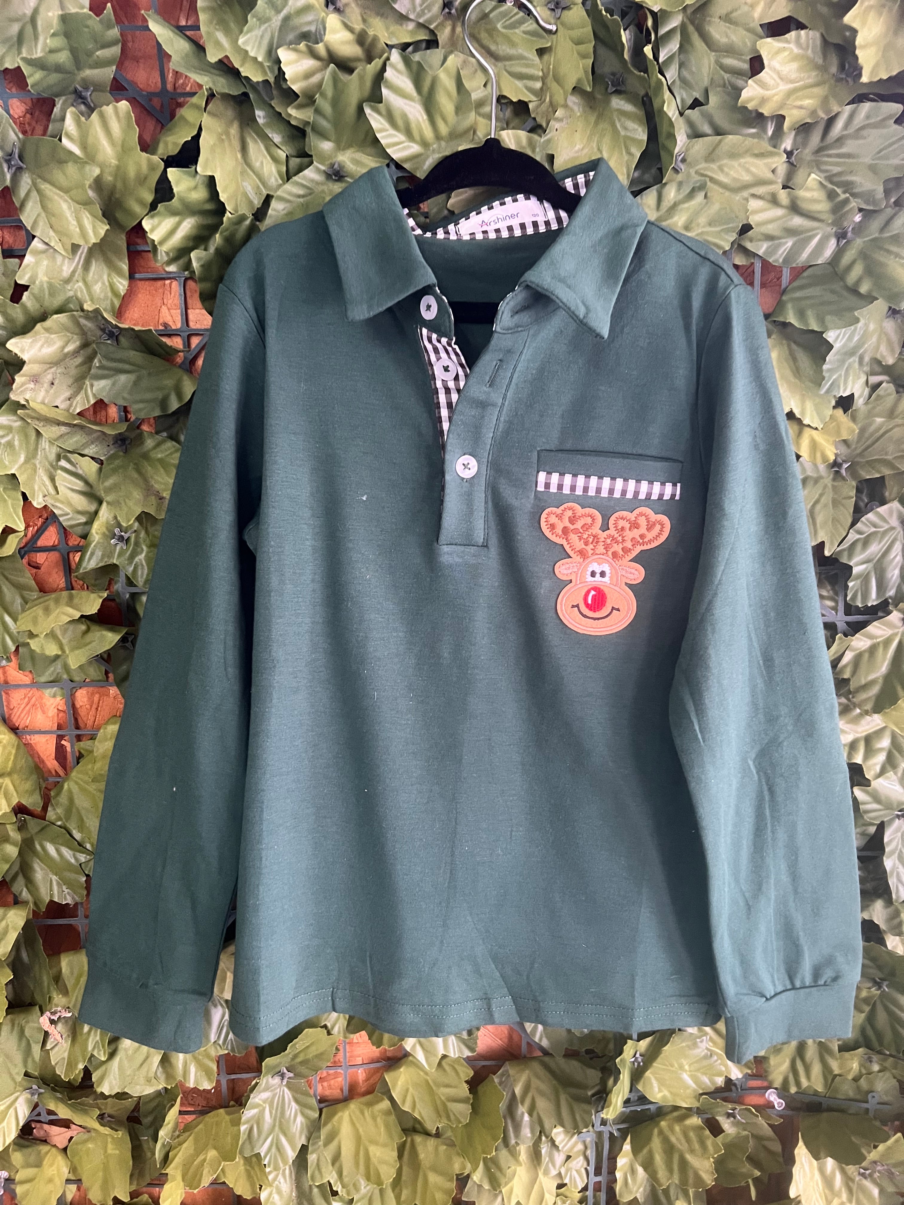 Reindeer Collared Shirt Long Sleeve