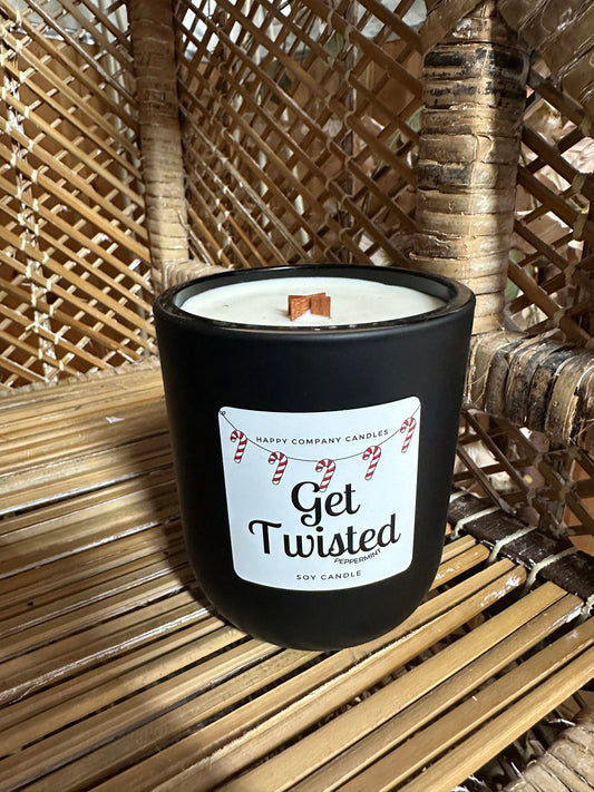 Black Ceramic Jar (13 oz)—Get Twisted Scent (Notes of Peppermint)