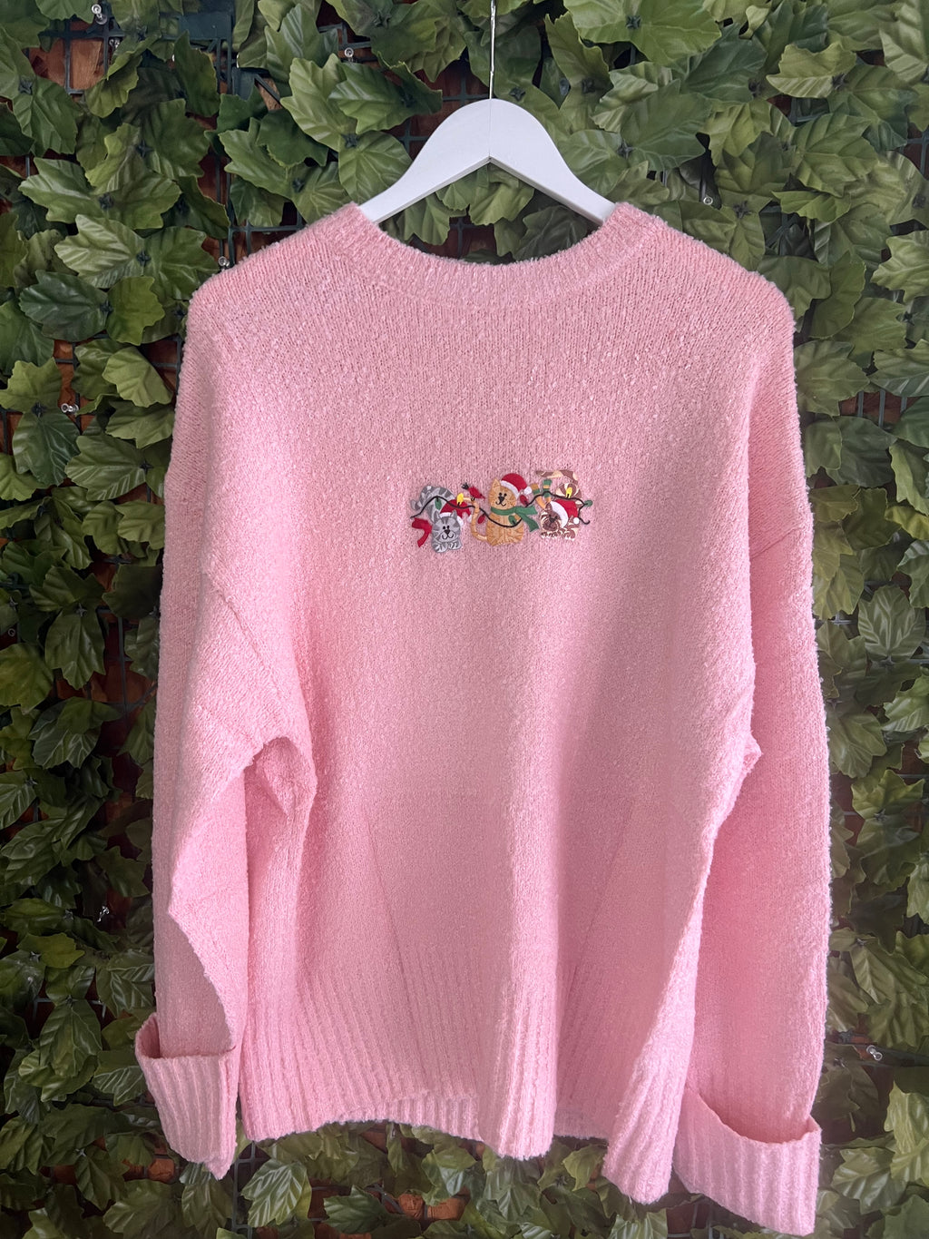 Adult Sweater with Christmas Kitty Trio