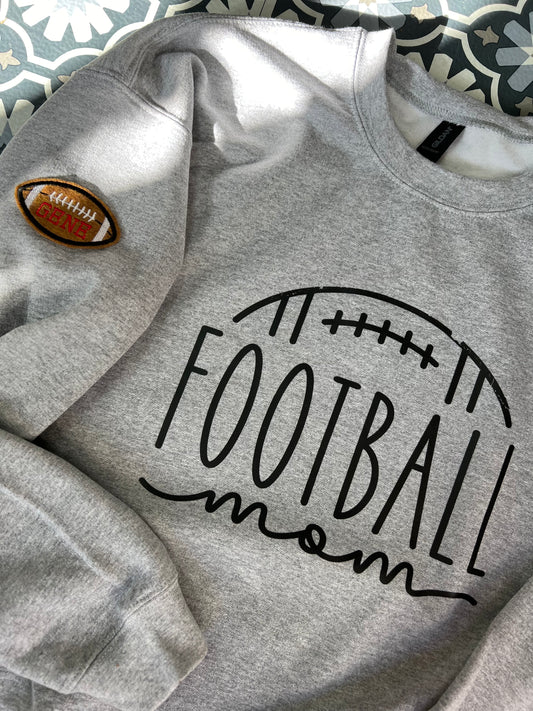 Football Mom & Customizable Football Patch Sweatshirt