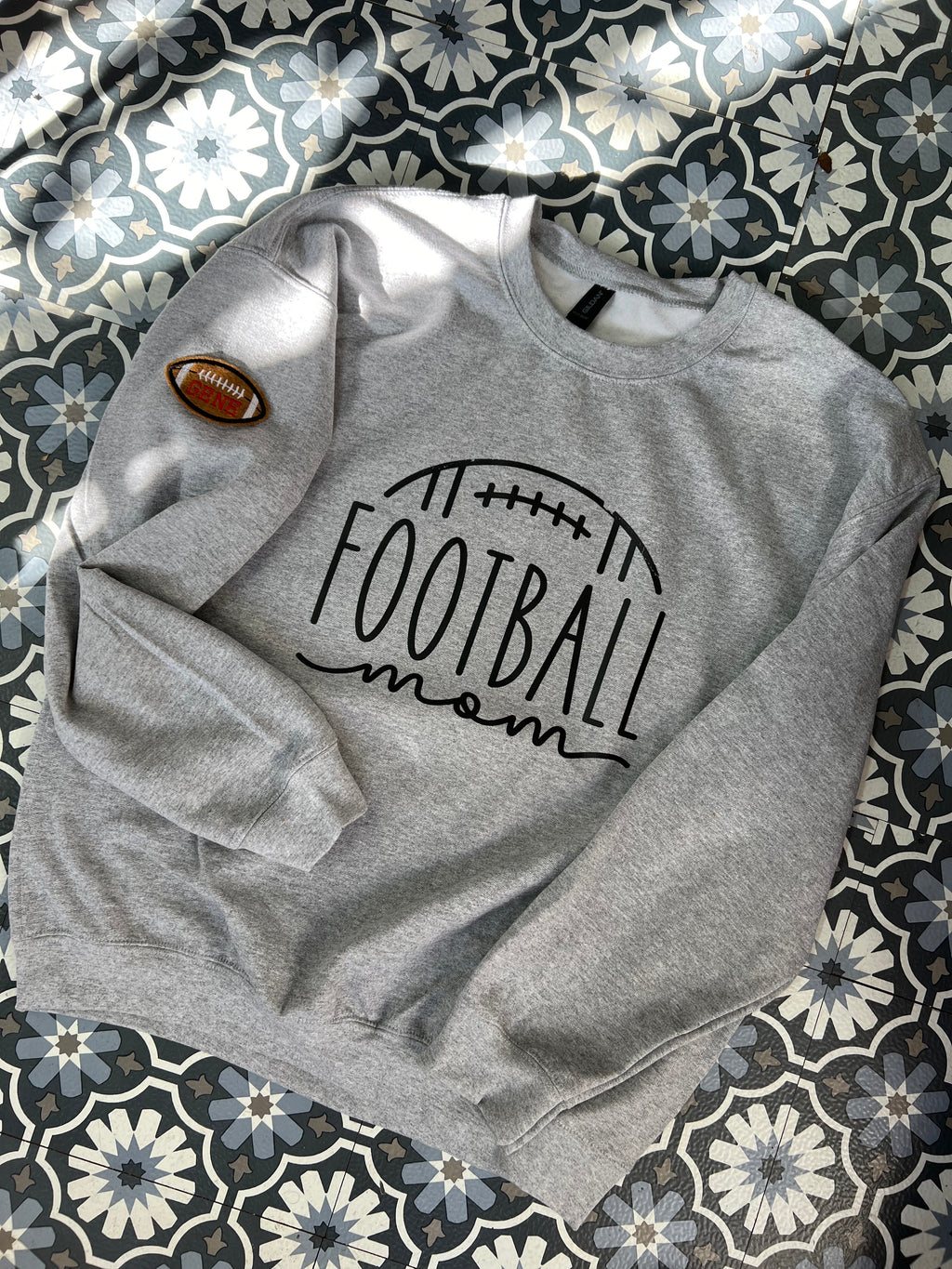 Football Mom & Customizable Football Patch Sweatshirt