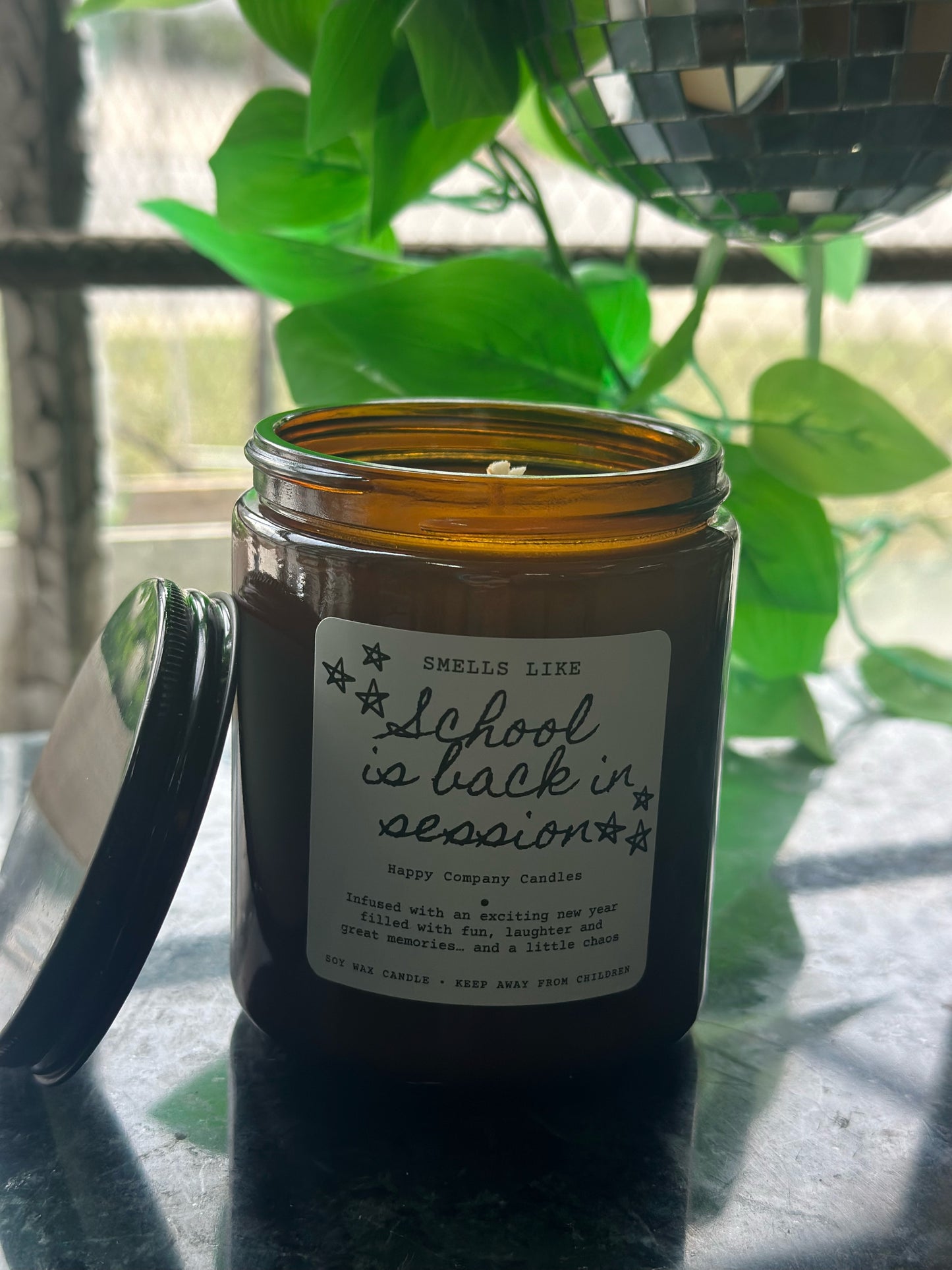 School is back Candle (teacher gifts) 8 oz amber jars