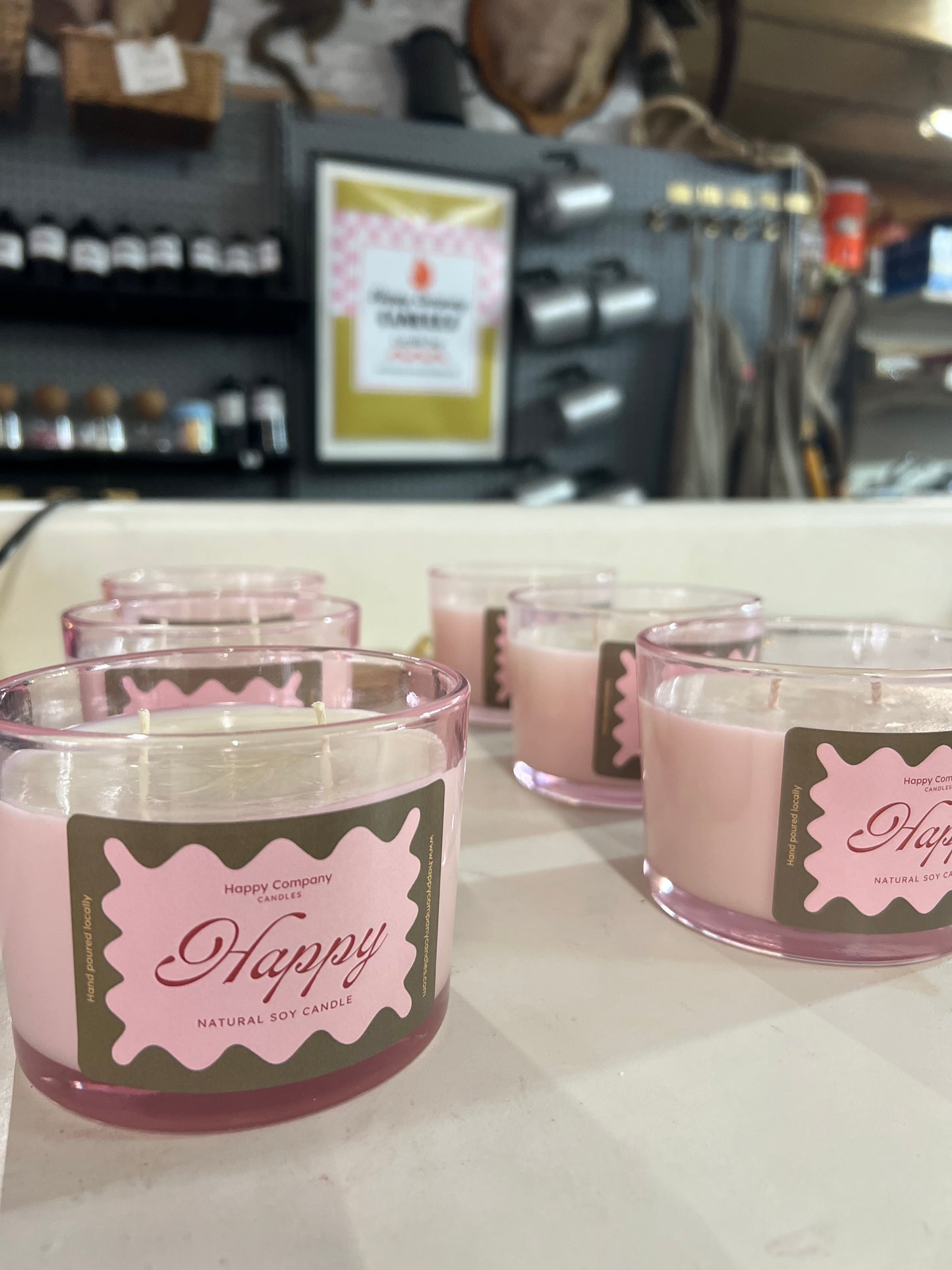 Pink Double Wick Happy Jar