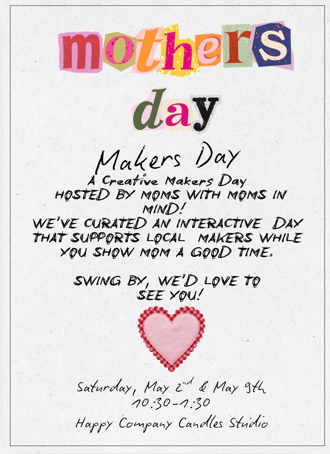 Mothers Day Makers Day (Remember Quantity means number of people for this Event)