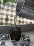 Grey Ribbed Glass with Bamboo Lid (7 oz)
