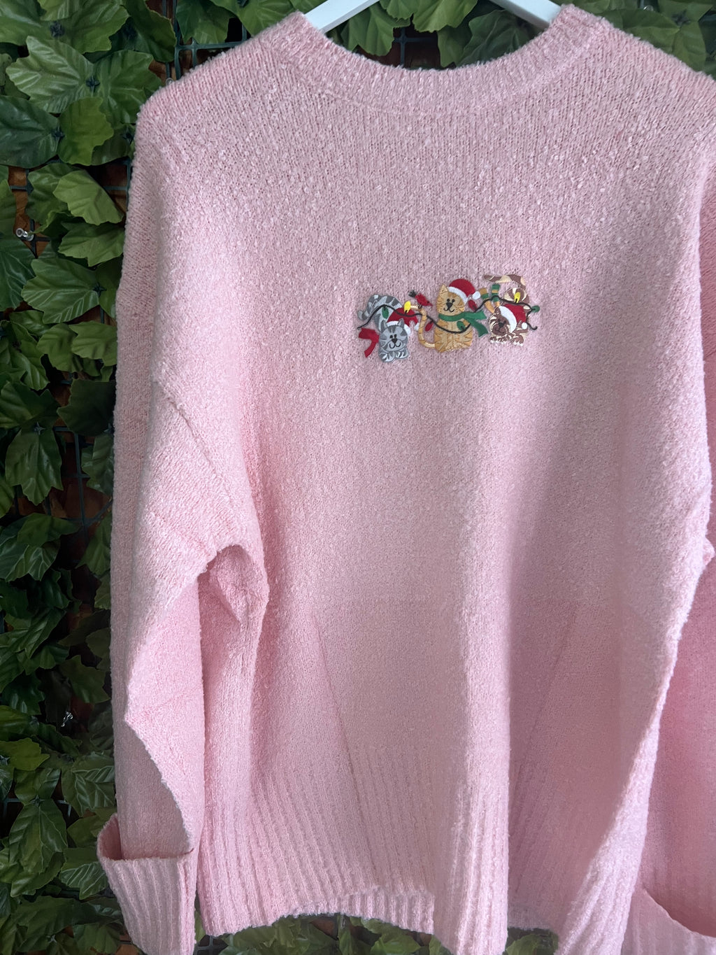 Adult Sweater with Christmas Kitty Trio