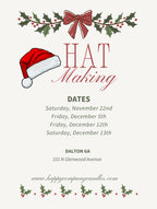 Hat Making (*please remember quantity selected means the number of people participating*)