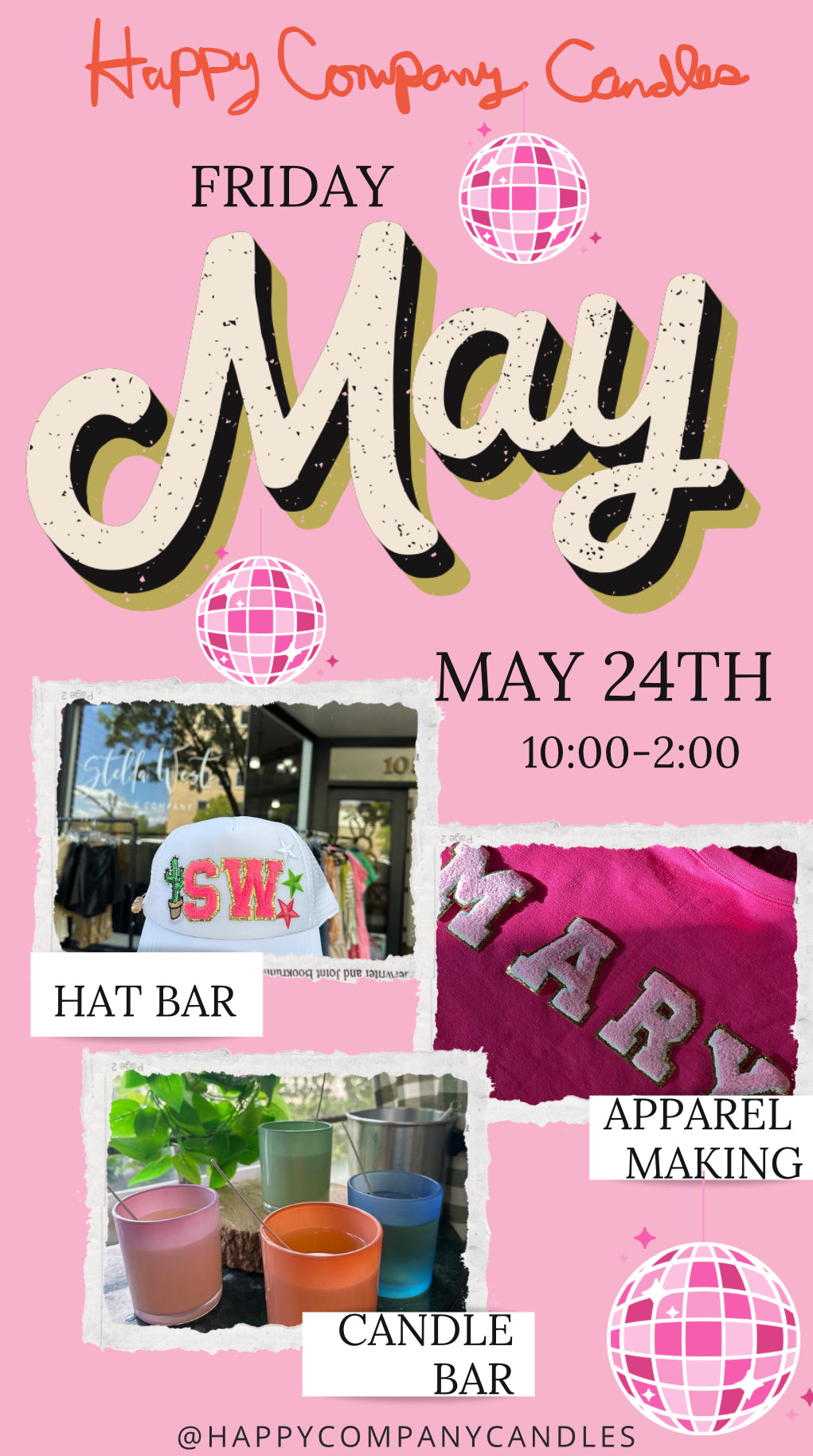 May Makers Space (Candle, Hat or apparel making)