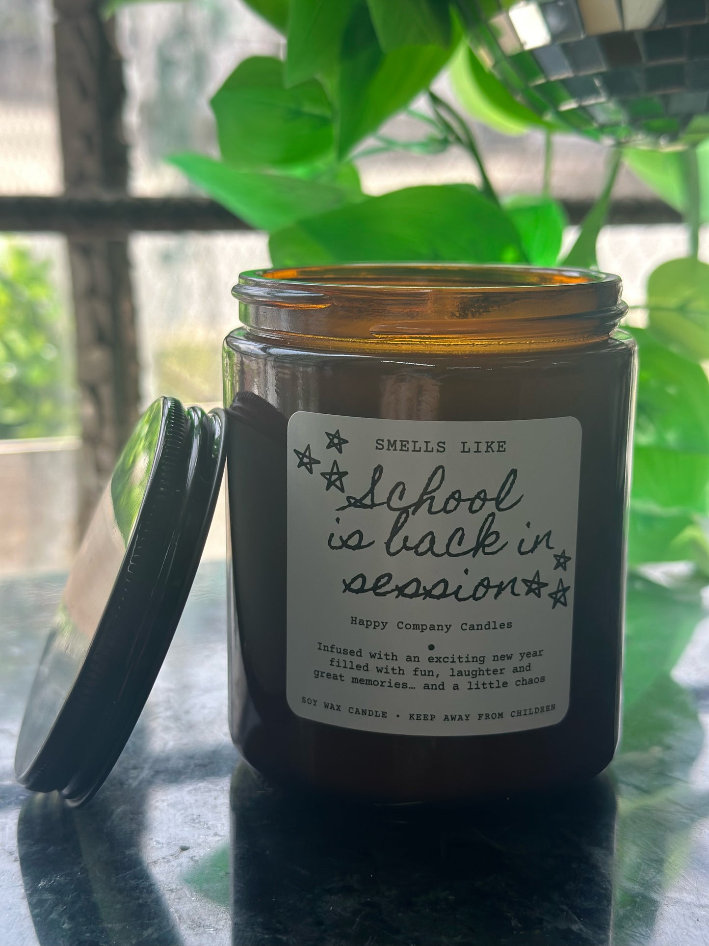 School is back Candle (teacher gifts) 8 oz amber jars