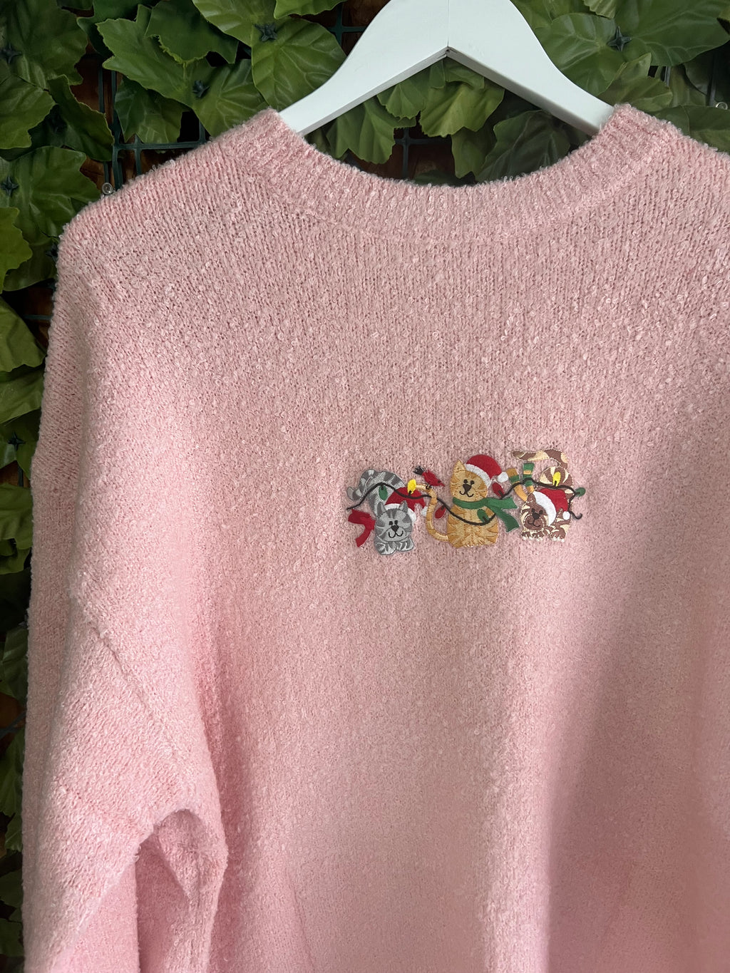 Adult Sweater with Christmas Kitty Trio