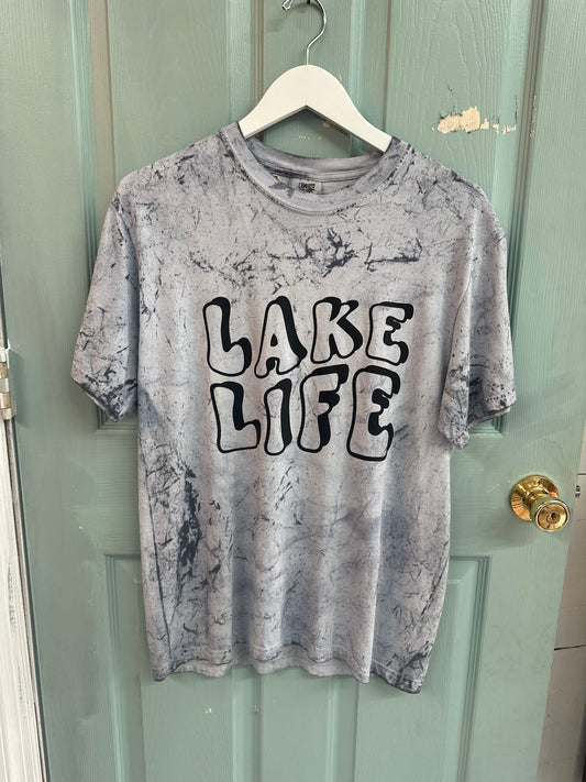 Lake Life T Shirt—Size Medium—Blue Comfort Colors Tie Dye