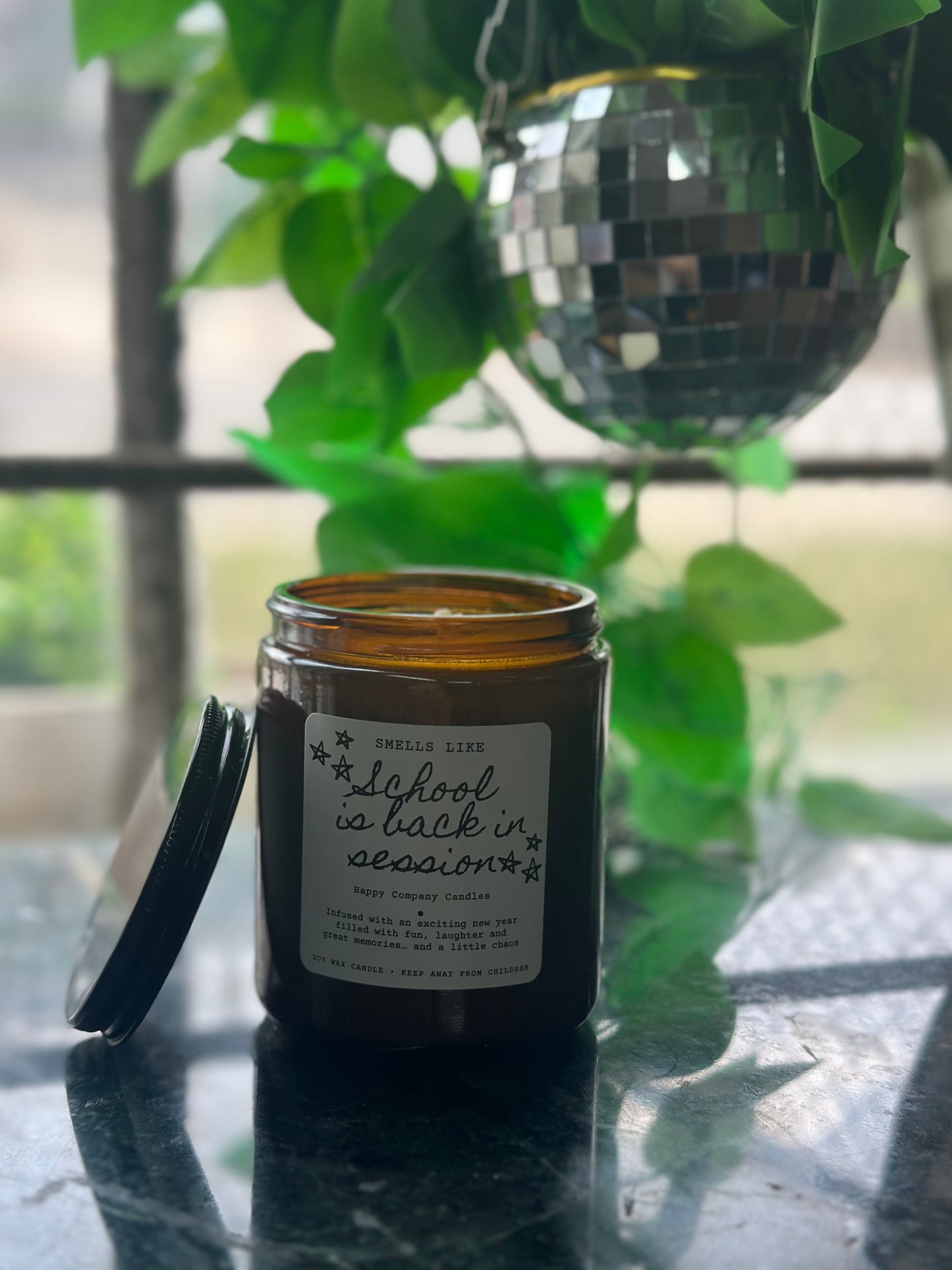 School is back Candle (teacher gifts) 8 oz amber jars