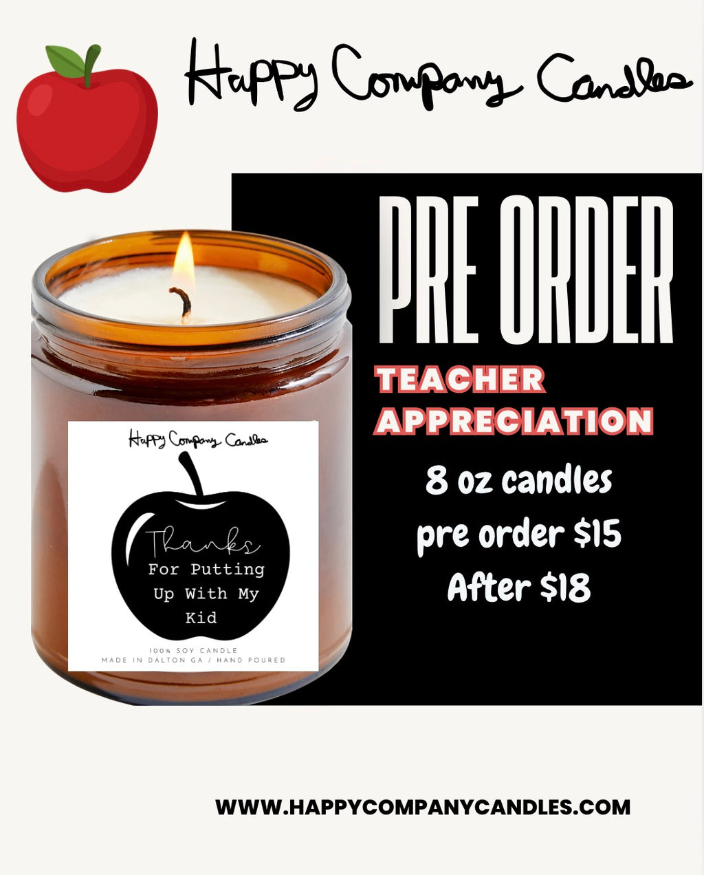 🍎Teacher Appreciation Candles