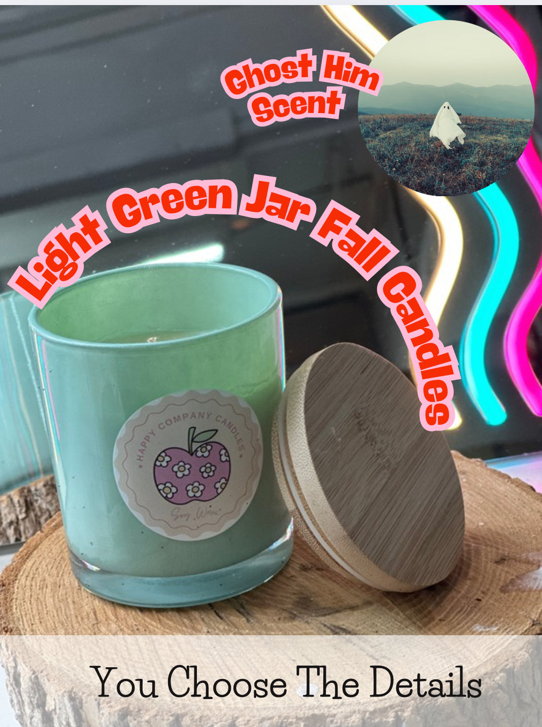 Light GreenJar with Bamboo Lid  Fall Scents (Choose details below)