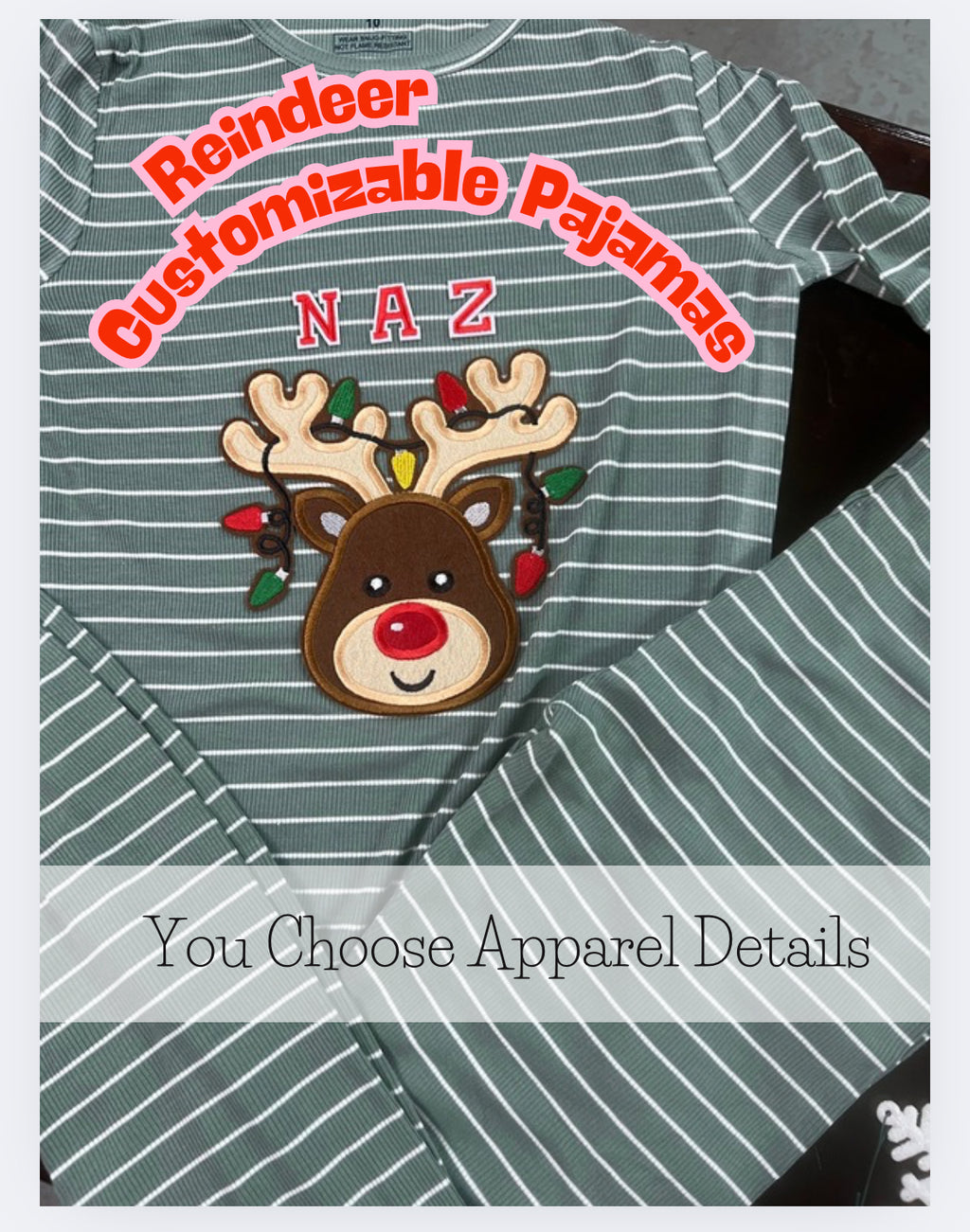 Customizable Reindeer Pajama Sets