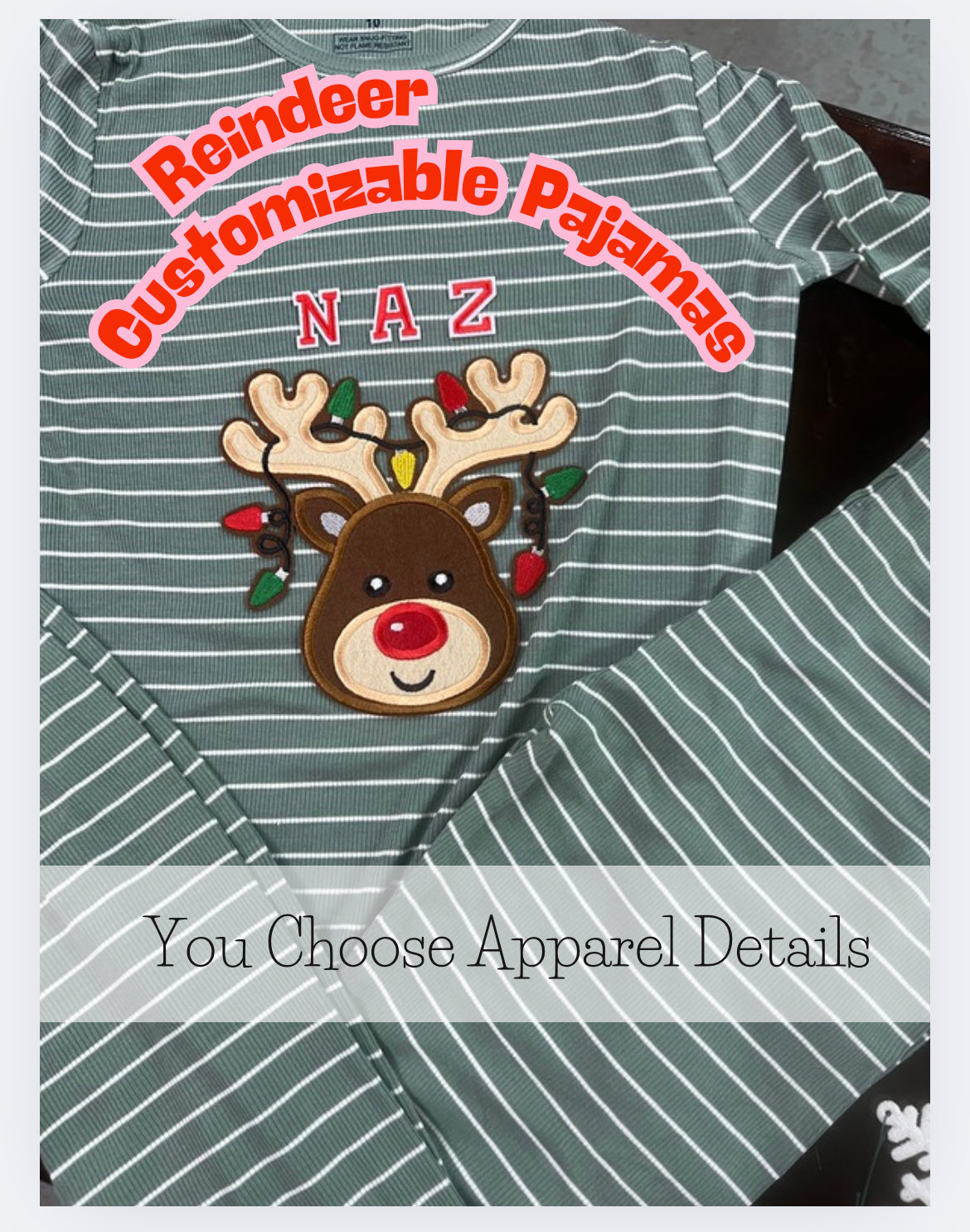 Customizable Reindeer Pajama Sets