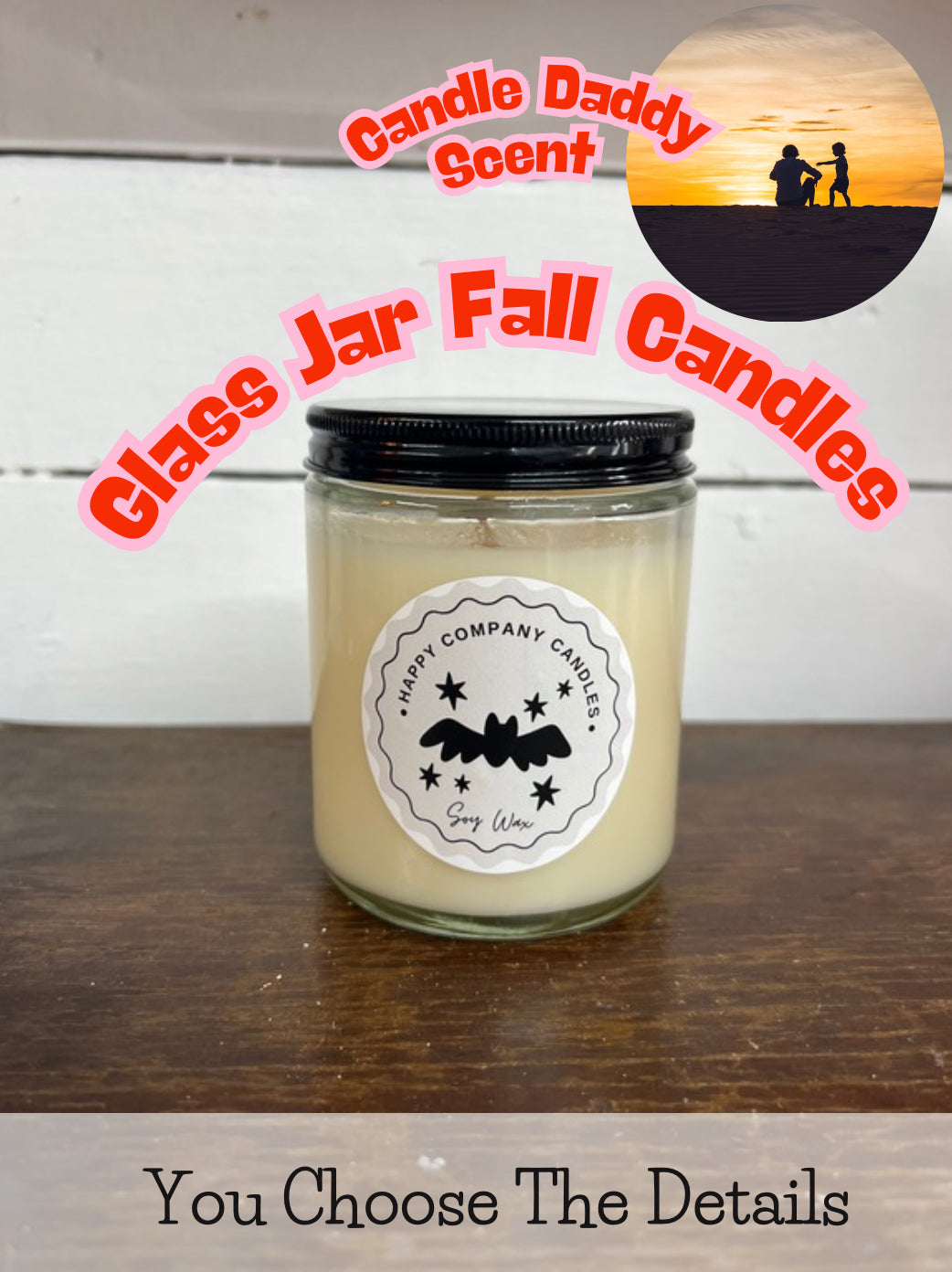 Glass Jar with Black Lid  Fall Scents (Choose details below)