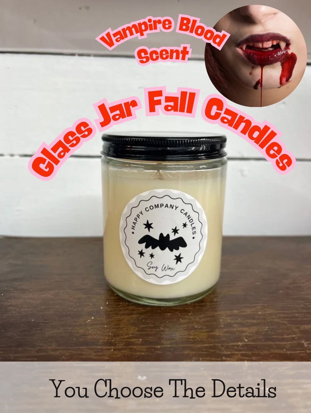 Glass Jar with Black Lid  Fall Scents (Choose details below)