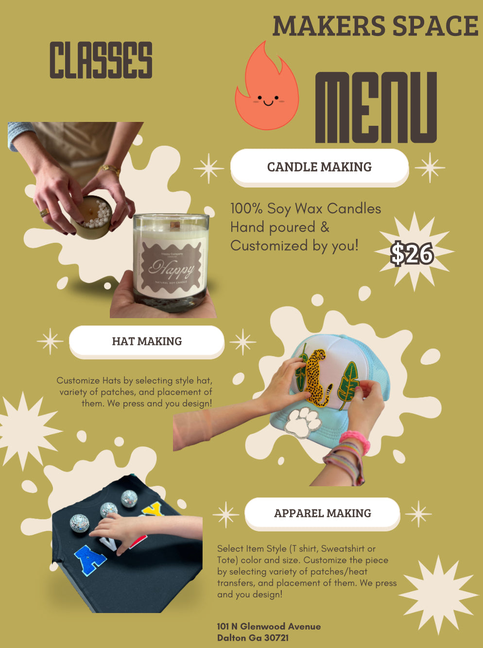 Classic items (Candle, Hat, & Apparel Making )(*please remember quantity selected means the number of people participating*)