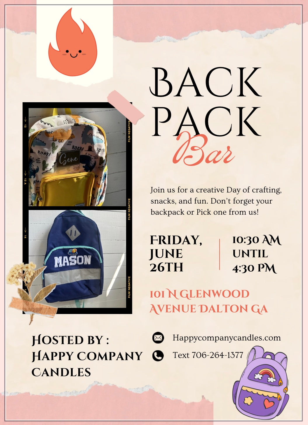 🎒Back to School BackPack Bar—(Reminder… Quantity is the Amount of people that you are signing up for this event)