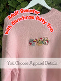 Adult Sweater with Christmas Kitty Trio