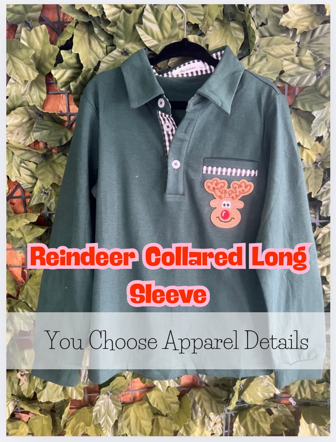 Reindeer Collared Shirt Long Sleeve