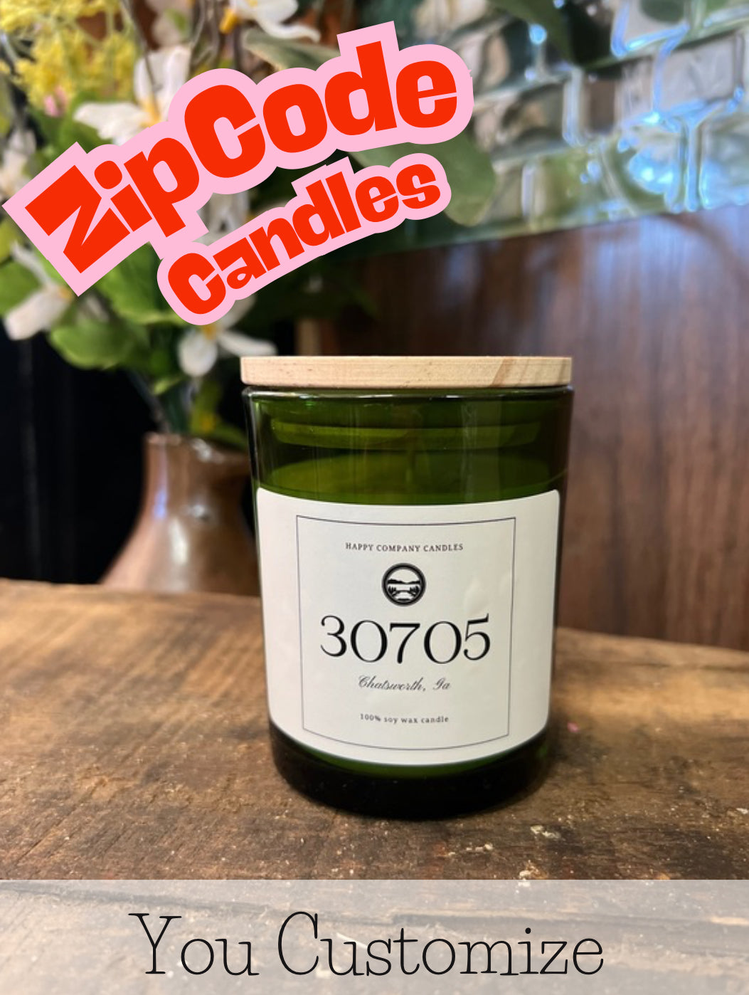 Area Code Candle Zip Code Green Jar – Happy Company Candles