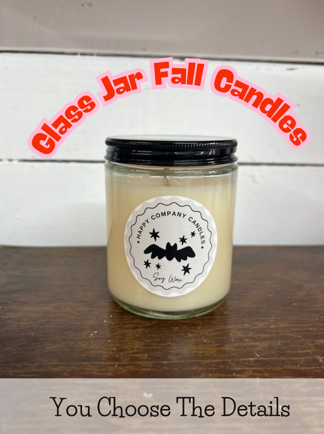 Glass Jar with Black Lid  Fall Scents (Choose details below)
