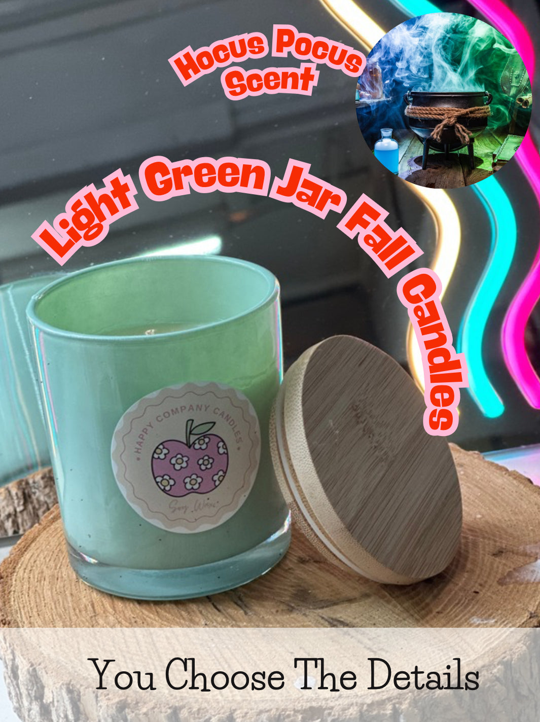 Light GreenJar with Bamboo Lid  Fall Scents (Choose details below)