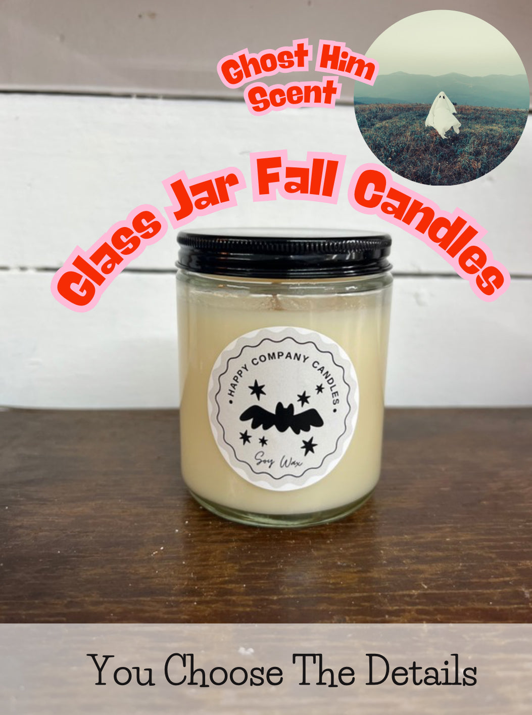Glass Jar with Black Lid  Fall Scents (Choose details below)