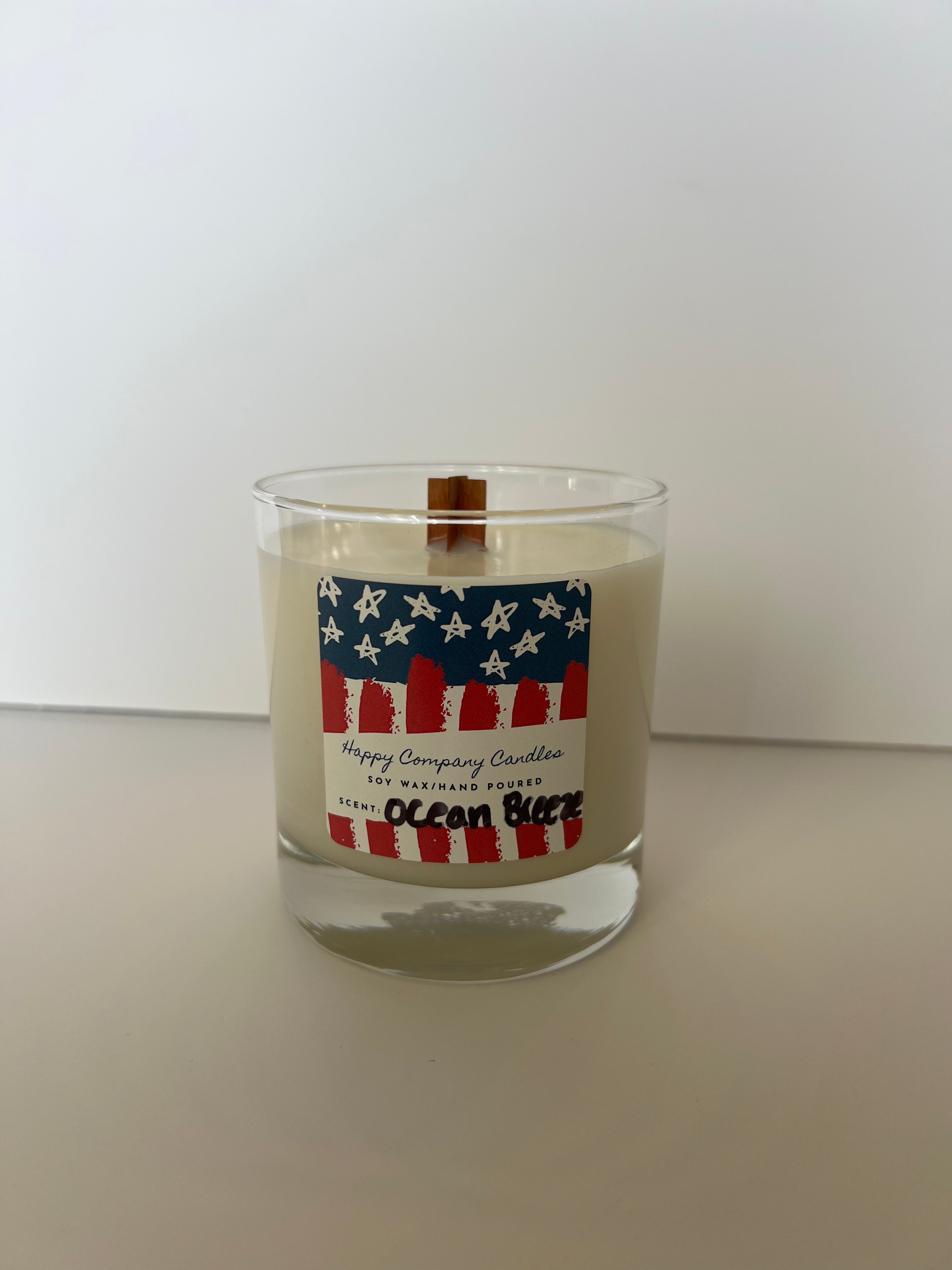 Patriotic Whisky Glass Woodwick Candle  (11 oz)
