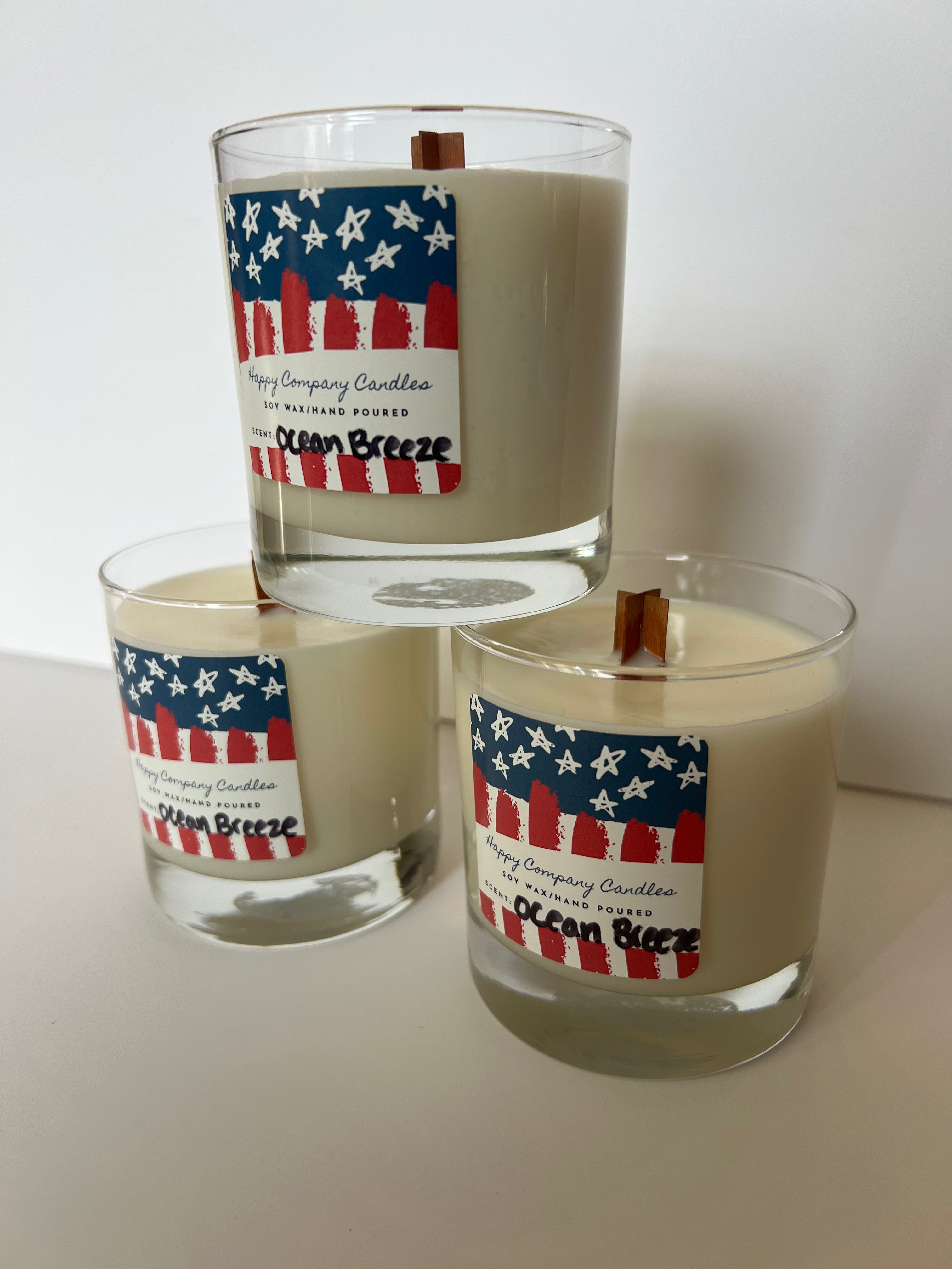 Patriotic Whisky Glass Woodwick Candle  (11 oz)